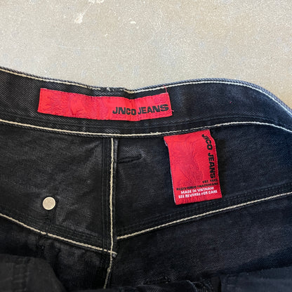 Y2K JNCO Embroidered Flaming Skull Jeans [35x30]