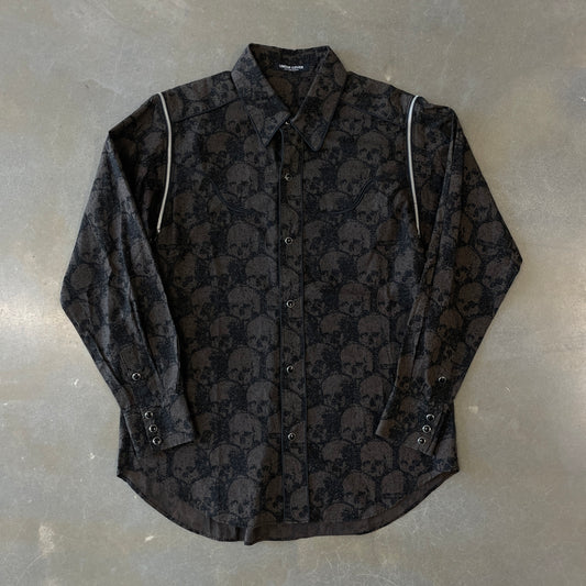 SS96 Undercover Skull Print Zip-Off Button-Up Shirt [M/L]