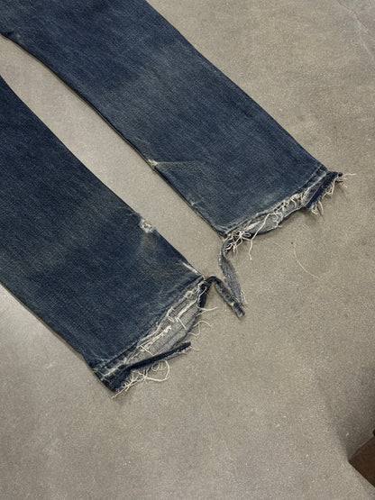 Vintage Y2K Thrashed Levis 505 Released Hem Jeans [31x32]