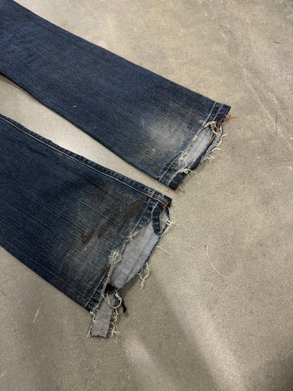 Vintage Y2K Thrashed DKNY Flared Jeans 32x32.5]