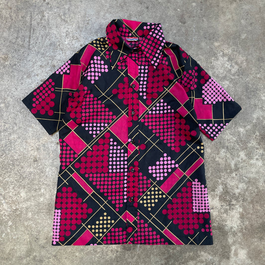 1970s Abstract Hybrid Button-Up Polo