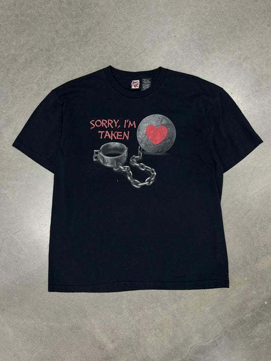 Vintage Y2K Sorry I'm Taken Heart Faded T-Shirt [XL]