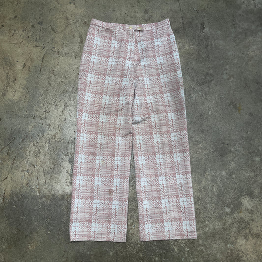 1970s Salmon Plaid Checkered Pants