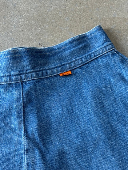 Vintage 1970s Levis Orange Tab Button Fly Skirt