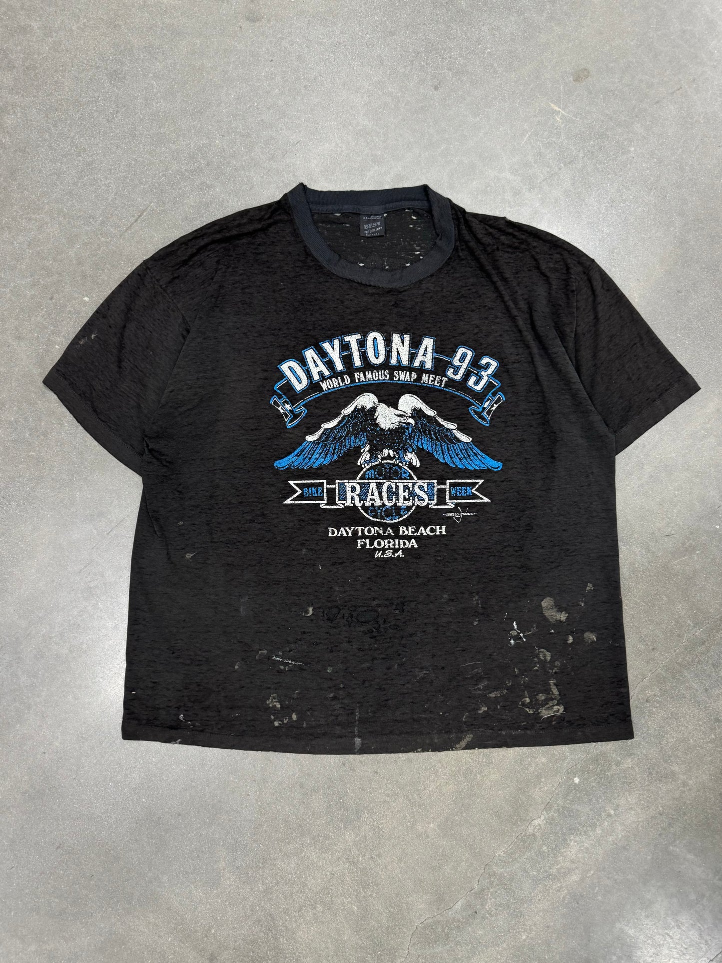 Vintage 1990s Distressed Bike Week T-Shirt [XXL]