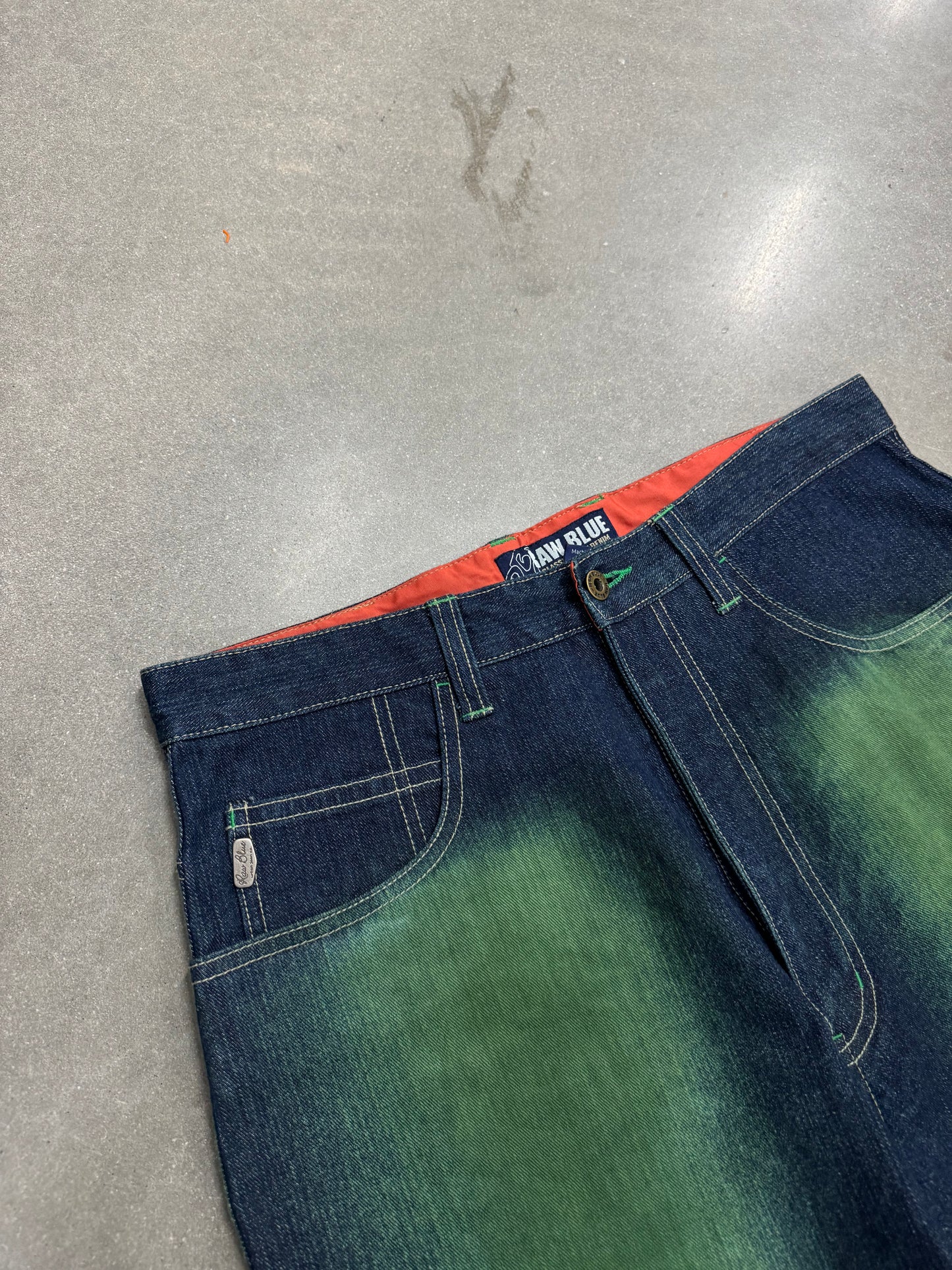 Vintage Y2K Baggy Green/Blue Jeans [34]