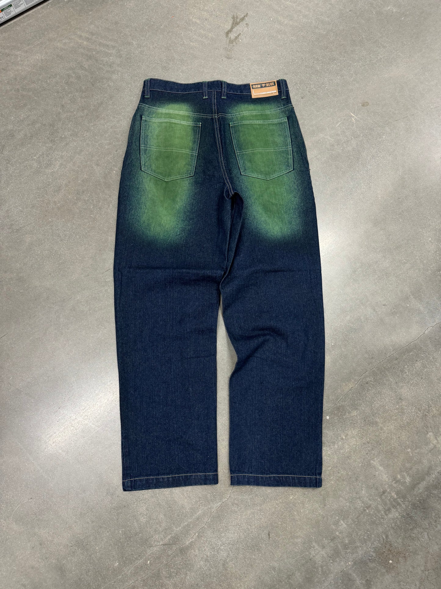 Vintage Y2K Baggy Green/Blue Jeans [34]