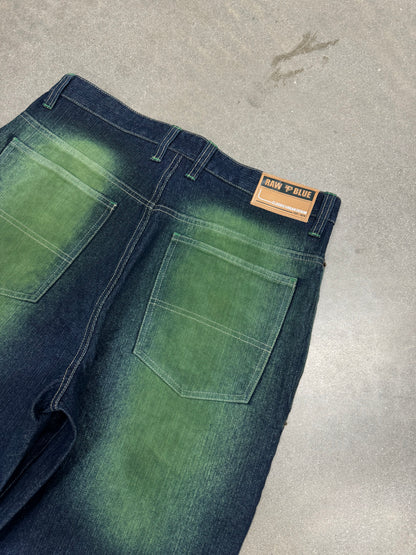 Vintage Y2K Baggy Green/Blue Jeans [34]