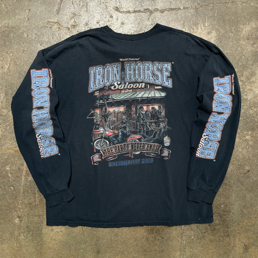 1990s Distressed Iron Horse Salon Longsleeve T-Shirt [XXL]