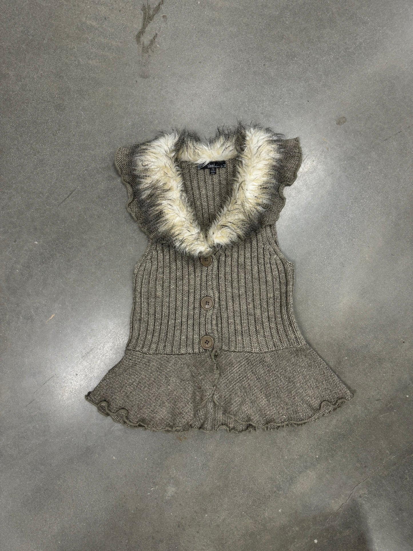 Vintage Y2K Sioni Fur Sleeveless Sweater [S/M]