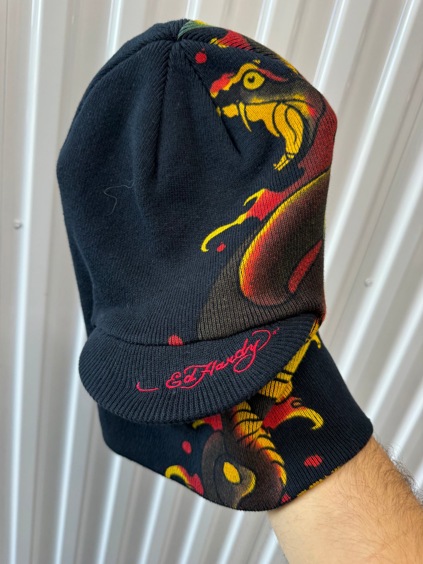 Vintage 2000s Ed Hardy by Christian Audigier Balaclava Brimmed Beanie [OS]