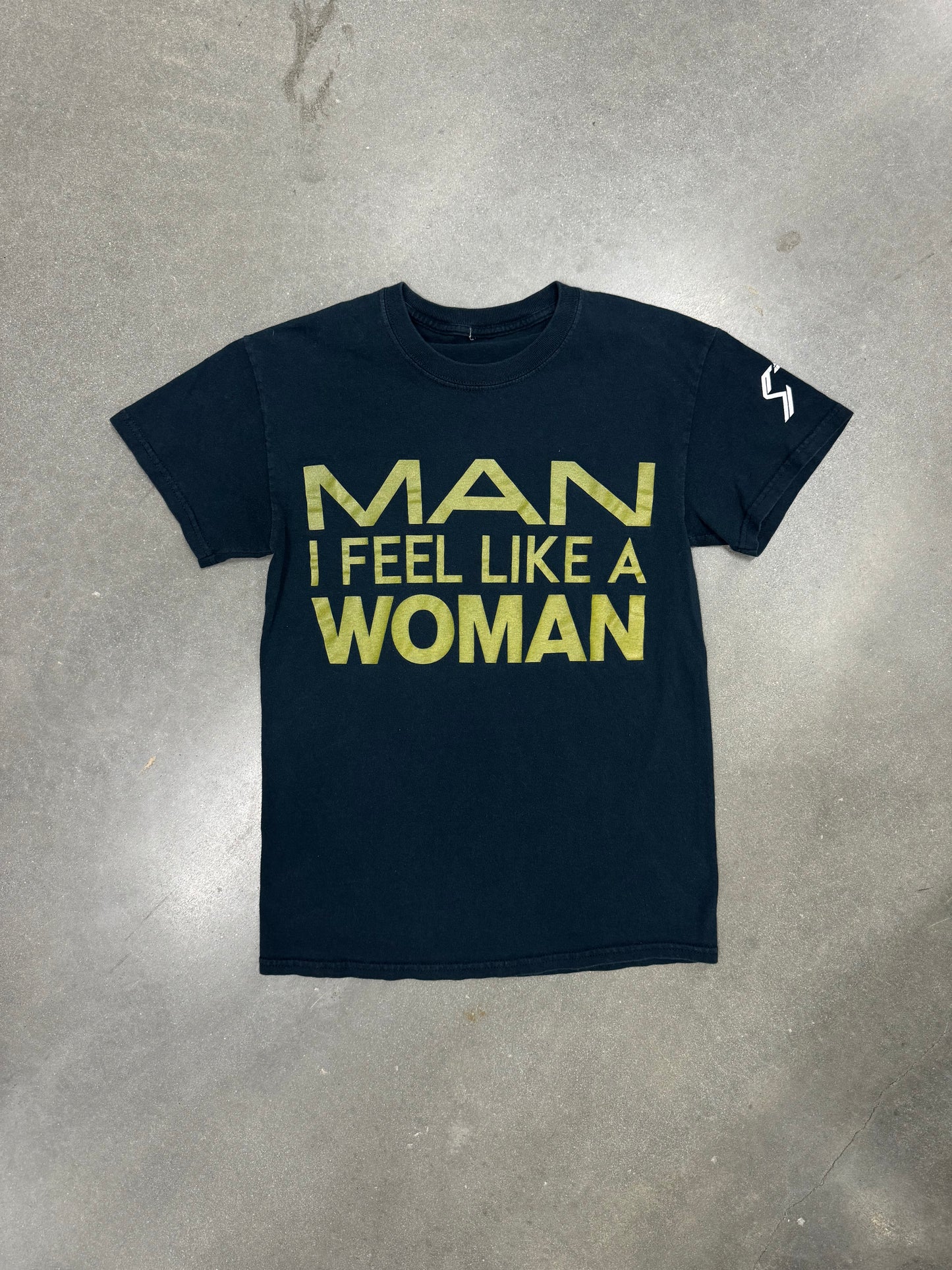 Vintage Y2K ’Man I Feel Like A Woman` Text T-Shirt [S/M]