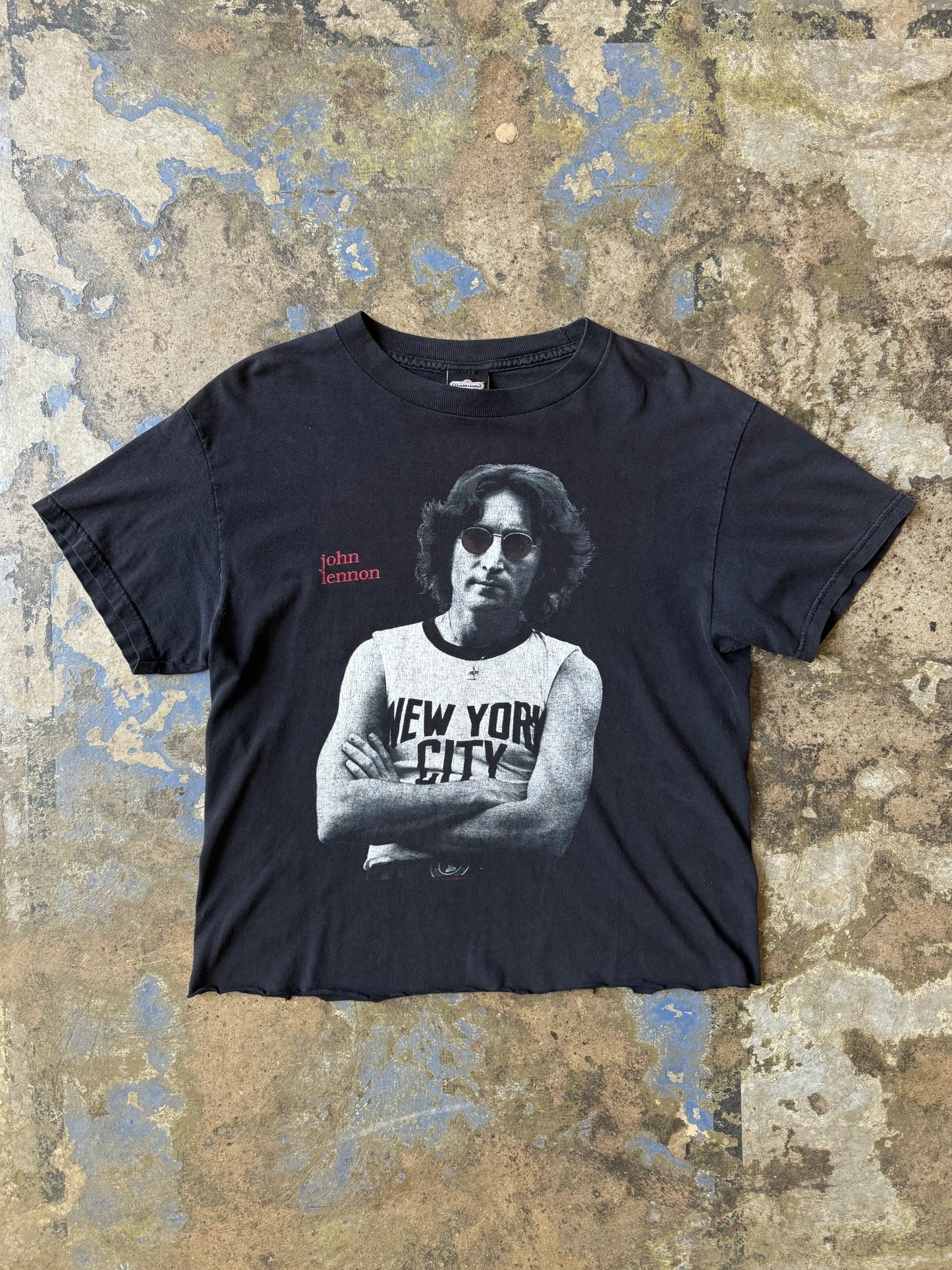 Vintage 1990s John Lennon NYC Cropped T-Shirt [M]