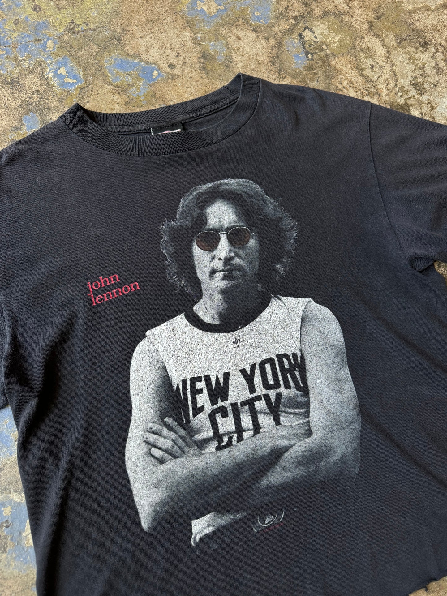 Vintage 1990s John Lennon NYC Cropped T-Shirt [M]