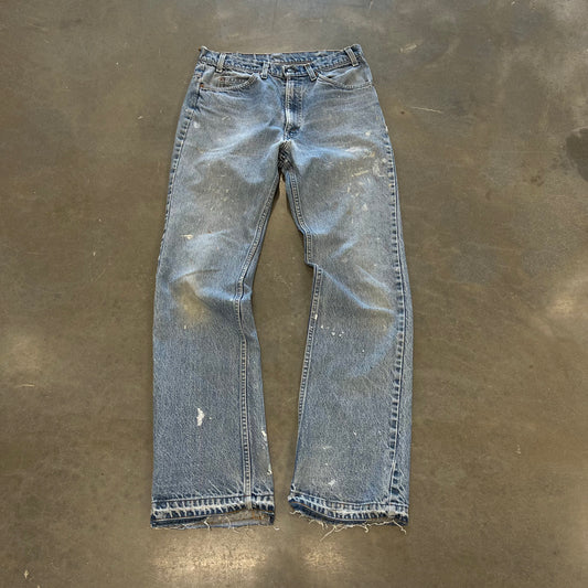 1980s Distressed Levis Orange Tab 517 Bootcut Released Hem Denim [32x33]