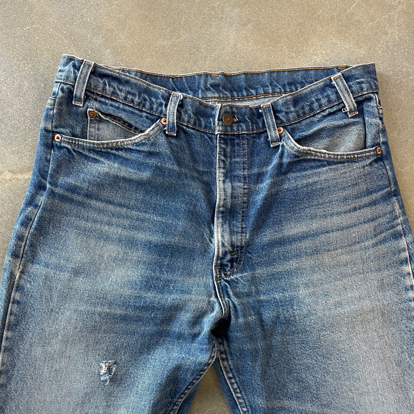 1980s Distressed Levi's 517 Orange Tab Denim [36x36]