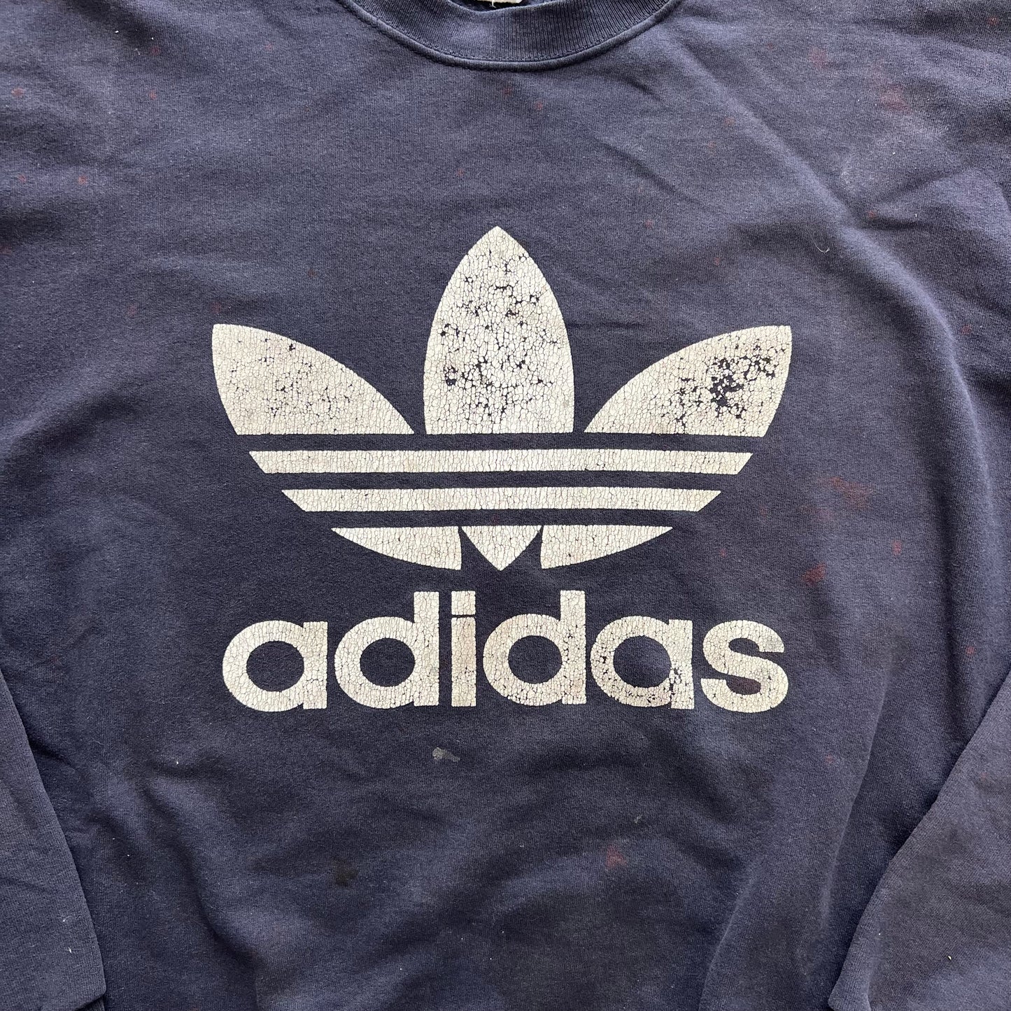 1990s Distressed Adidas Trefoil Crewneck [XL]