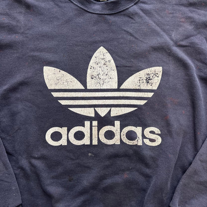 1990s Distressed Adidas Trefoil Crewneck [XL]