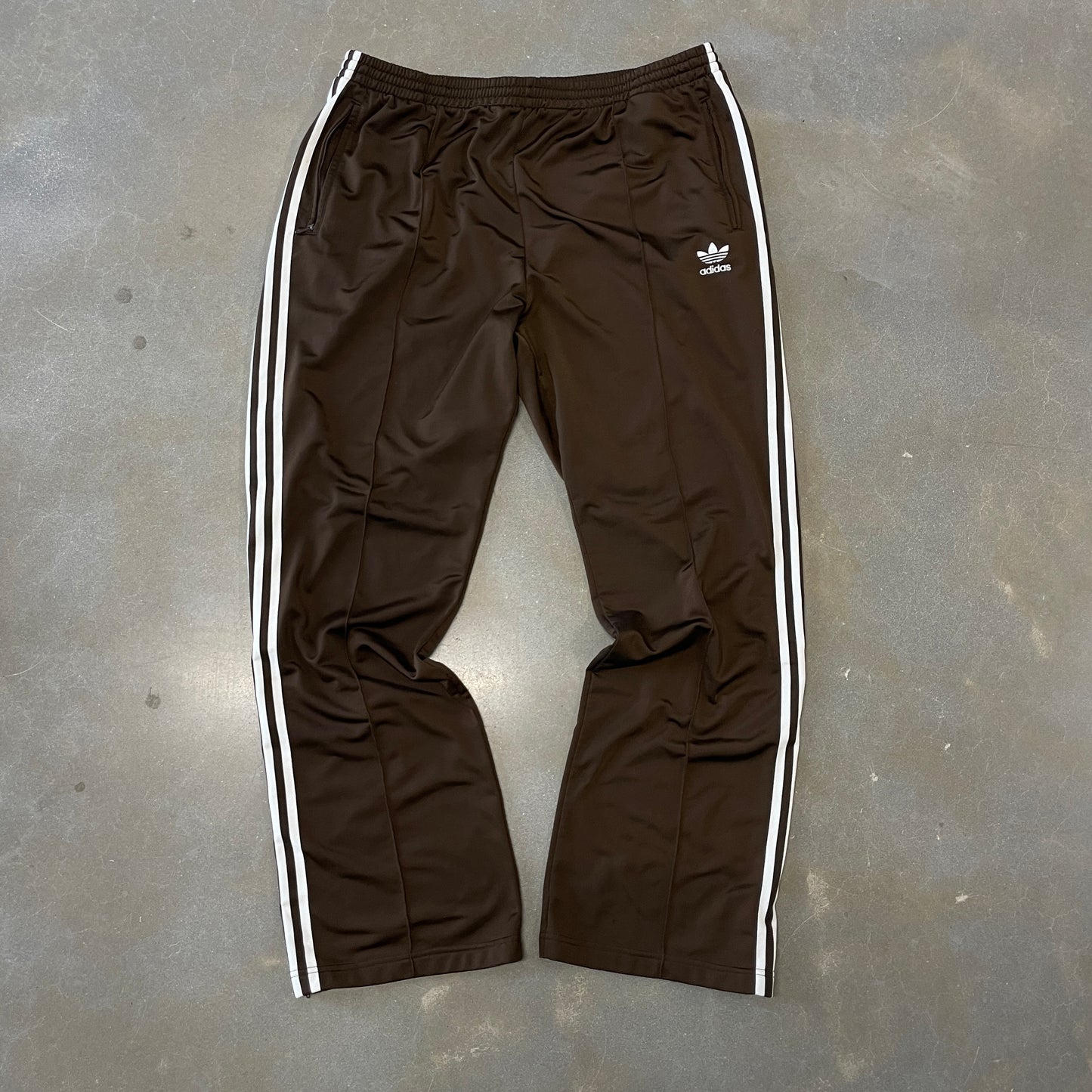 Y2K Adidas Trefoil Pleated Brown Baggy Terry Cloth Pants [XL]