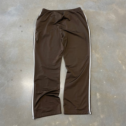 Y2K Adidas Trefoil Pleated Brown Baggy Terry Cloth Pants [XL]