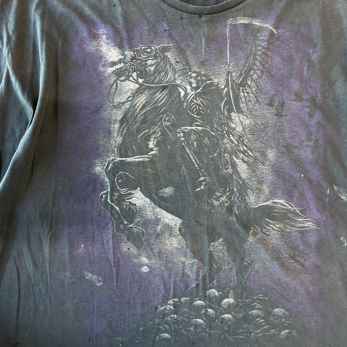 1990s Distressed Grim Reaper Skeleton T-Shirt [XXL]