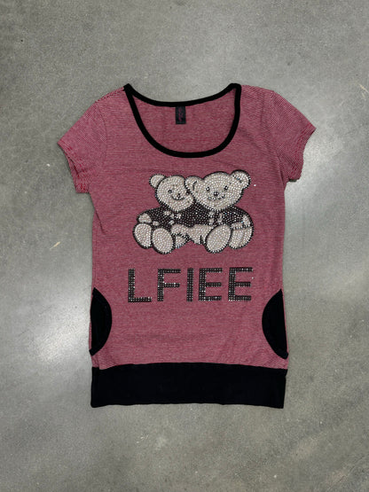 Vintage Y2K Cygnet "LFIEE" Double Sequin Bears T-Shirt w/ Pockets [S/M]