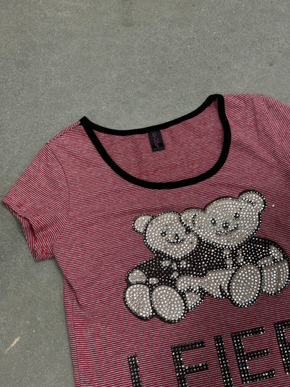 Vintage Y2K Cygnet "LFIEE" Double Sequin Bears T-Shirt w/ Pockets [S/M]