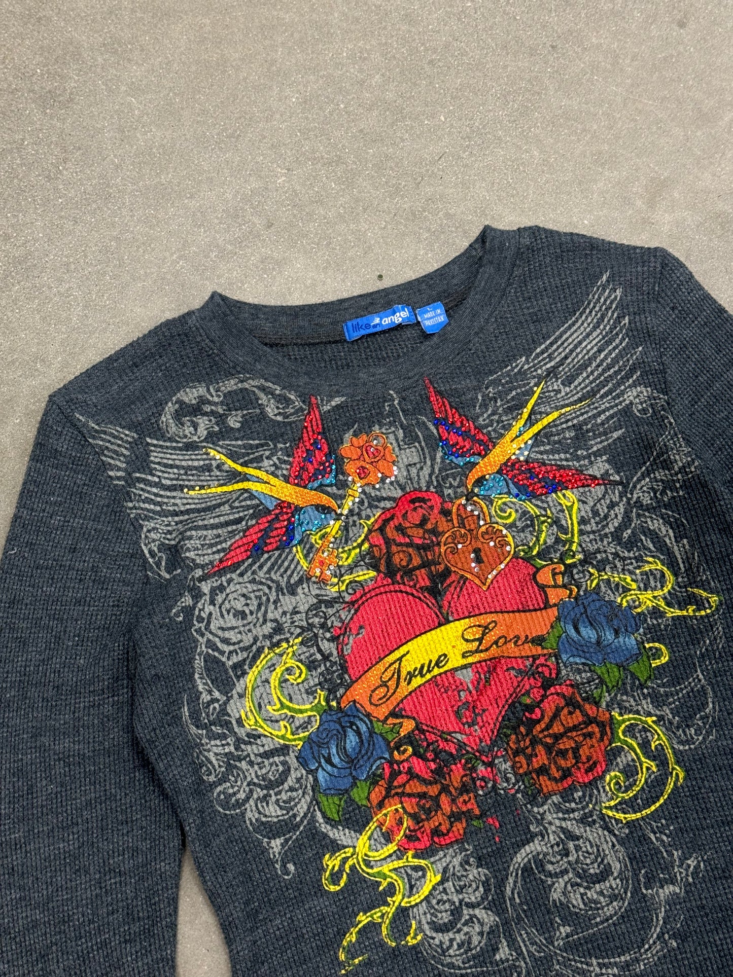 Vintage Y2K Ed Hardy-esque Mini-dress/Longsleeve Shirt [L]