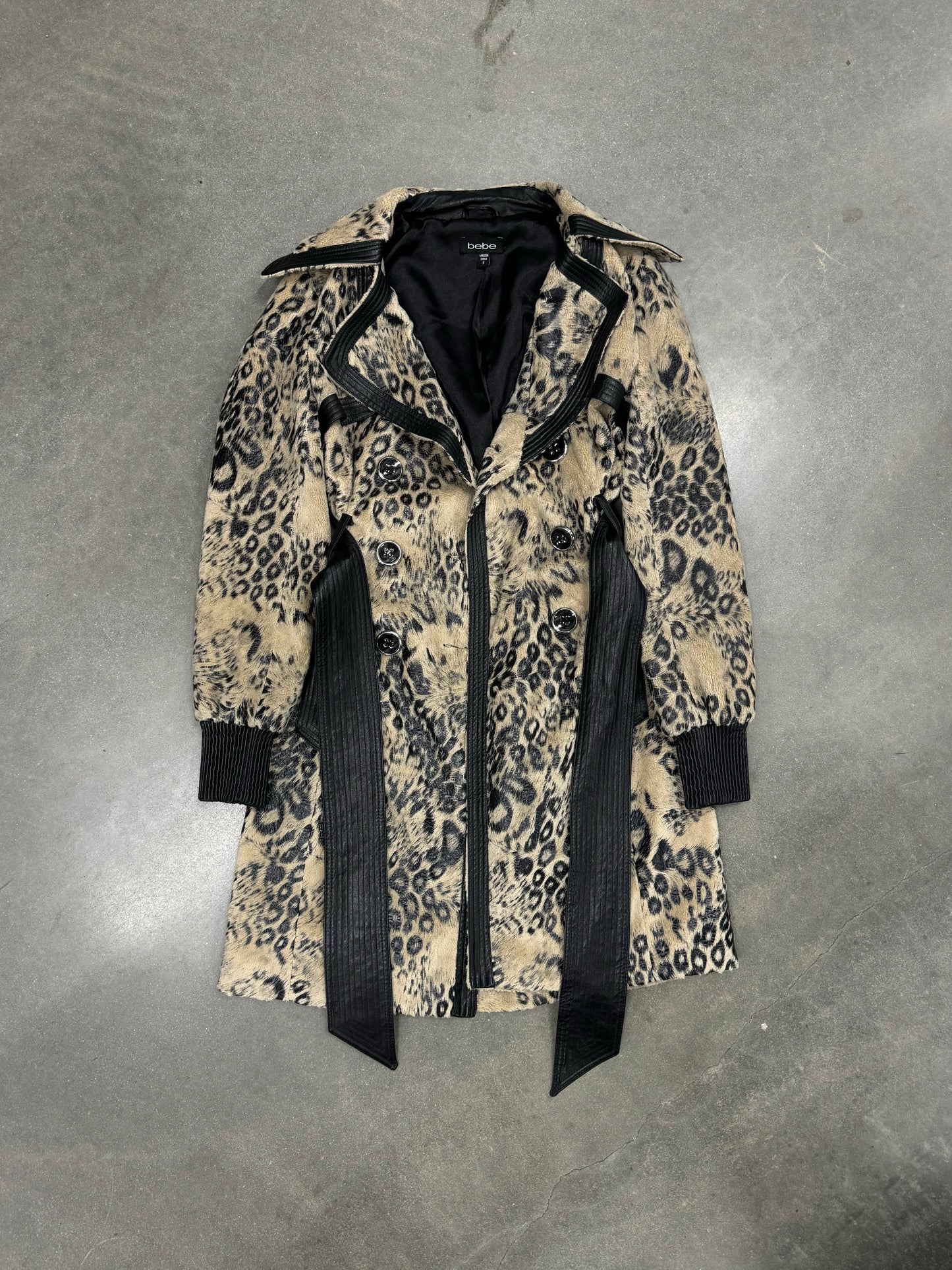 Vintage Y2K Bebe Leopard Print Trench Coat [S]