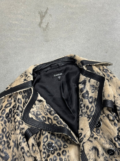 Vintage Y2K Bebe Leopard Print Trench Coat [S]