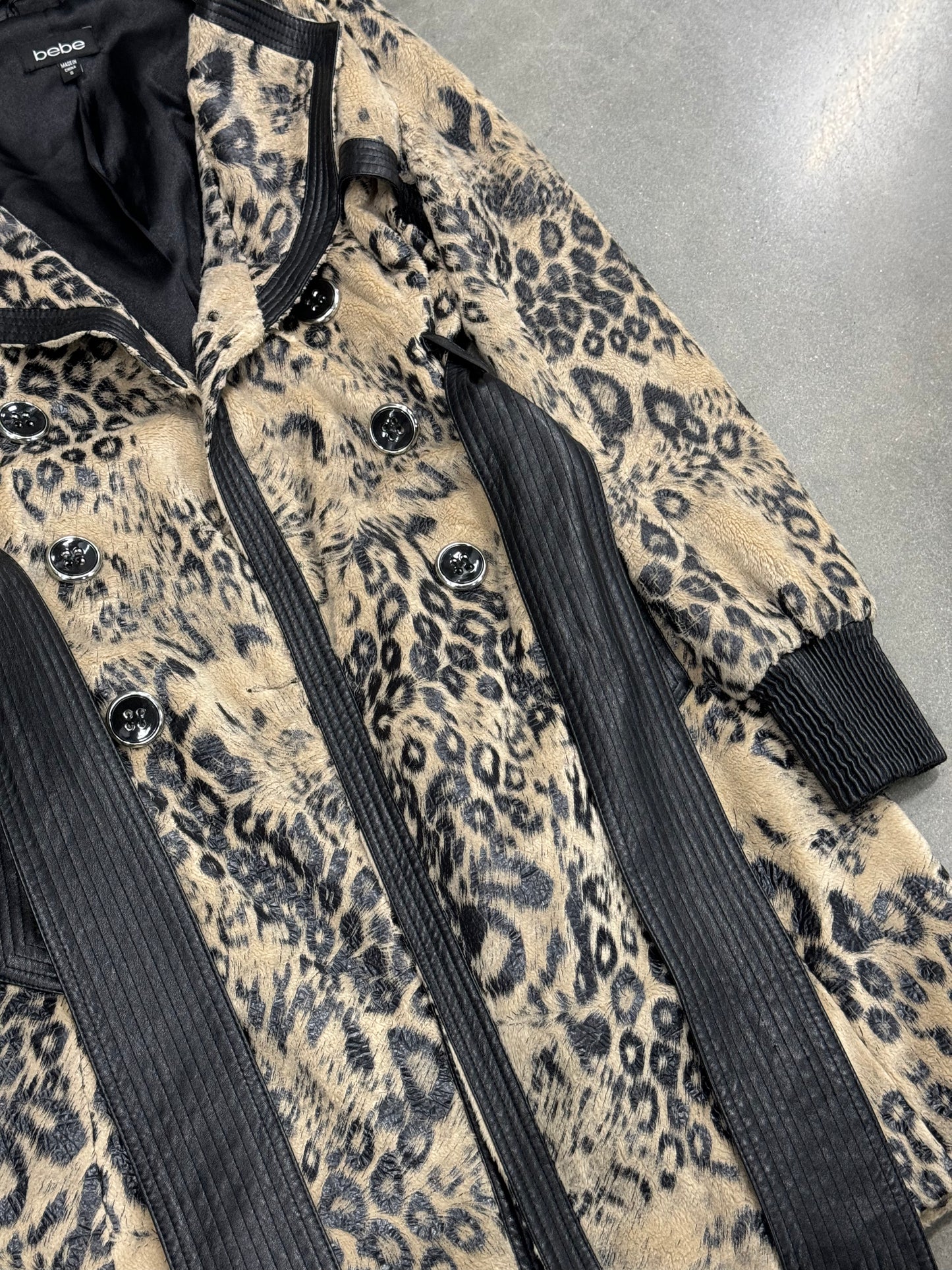 Vintage Y2K Bebe Leopard Print Trench Coat [S]