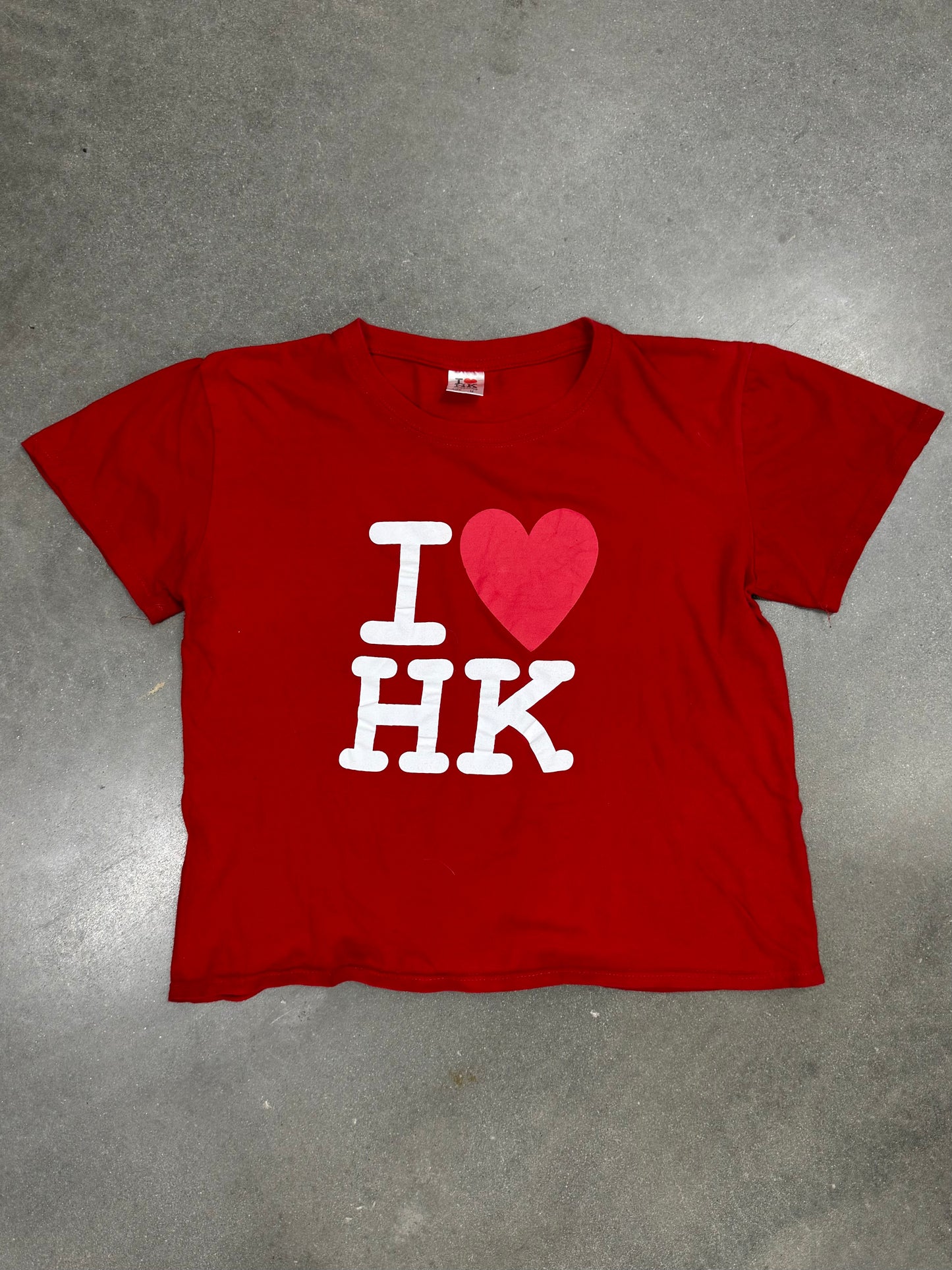 Vintage Y2K I LOVE HK Cropped Baby T-Shirt [M]