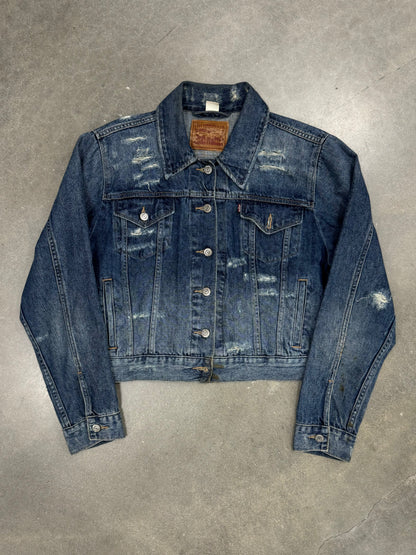 Vintage Y2K Distressed Cropped Levis Jacket [L/XL]