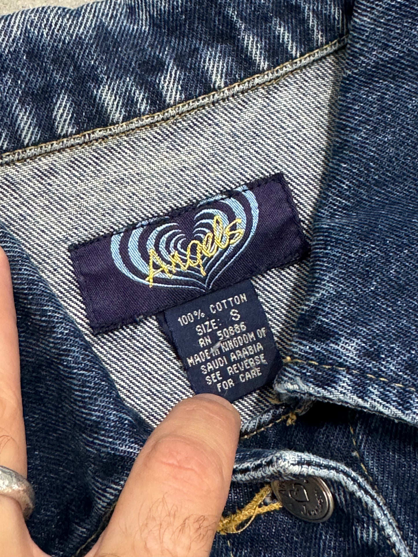 Vintage Y2K Angels Cropped Denim Jacket [S]