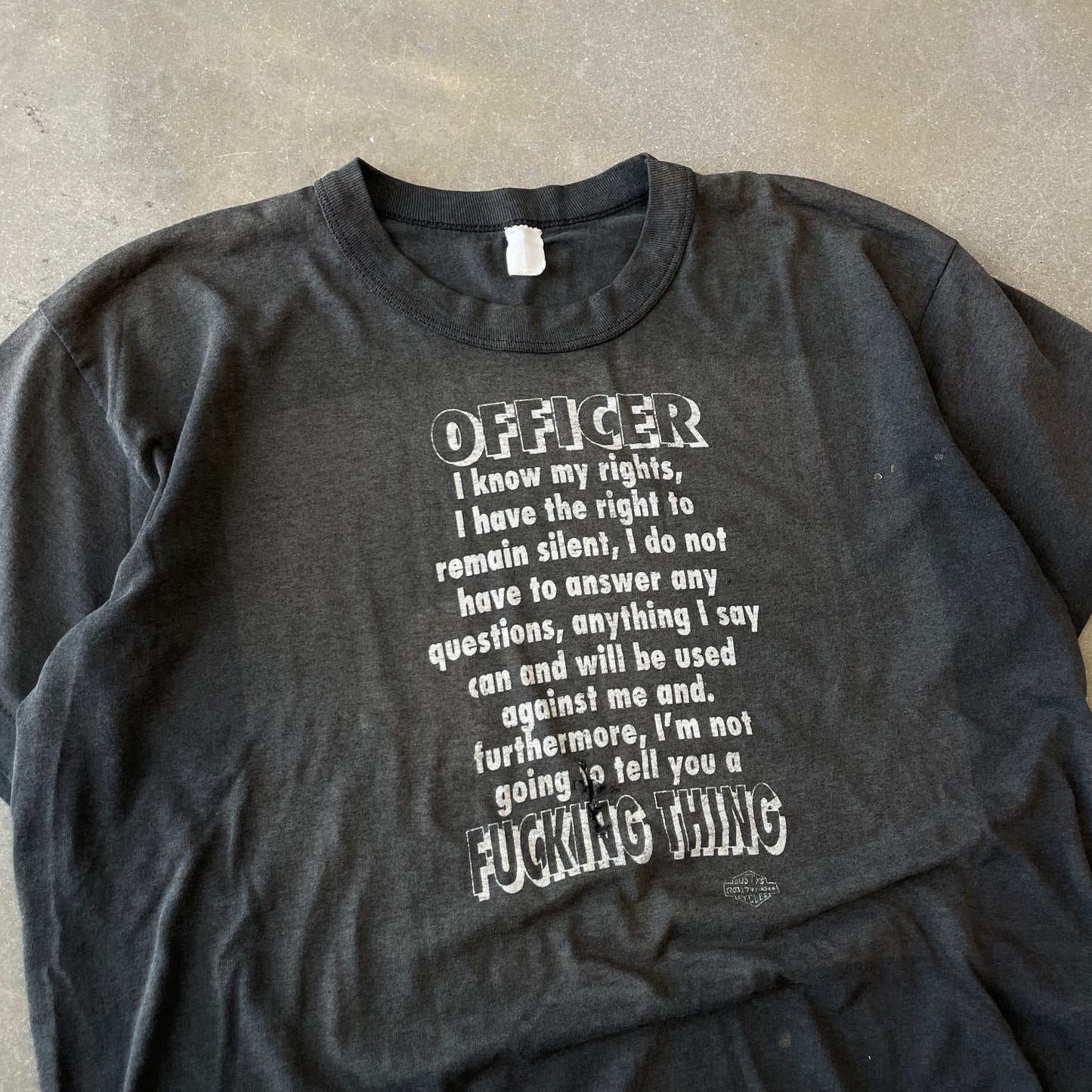 1990s Faded "Officer I Know My Rights..." Text T-Shirt [L/XL]