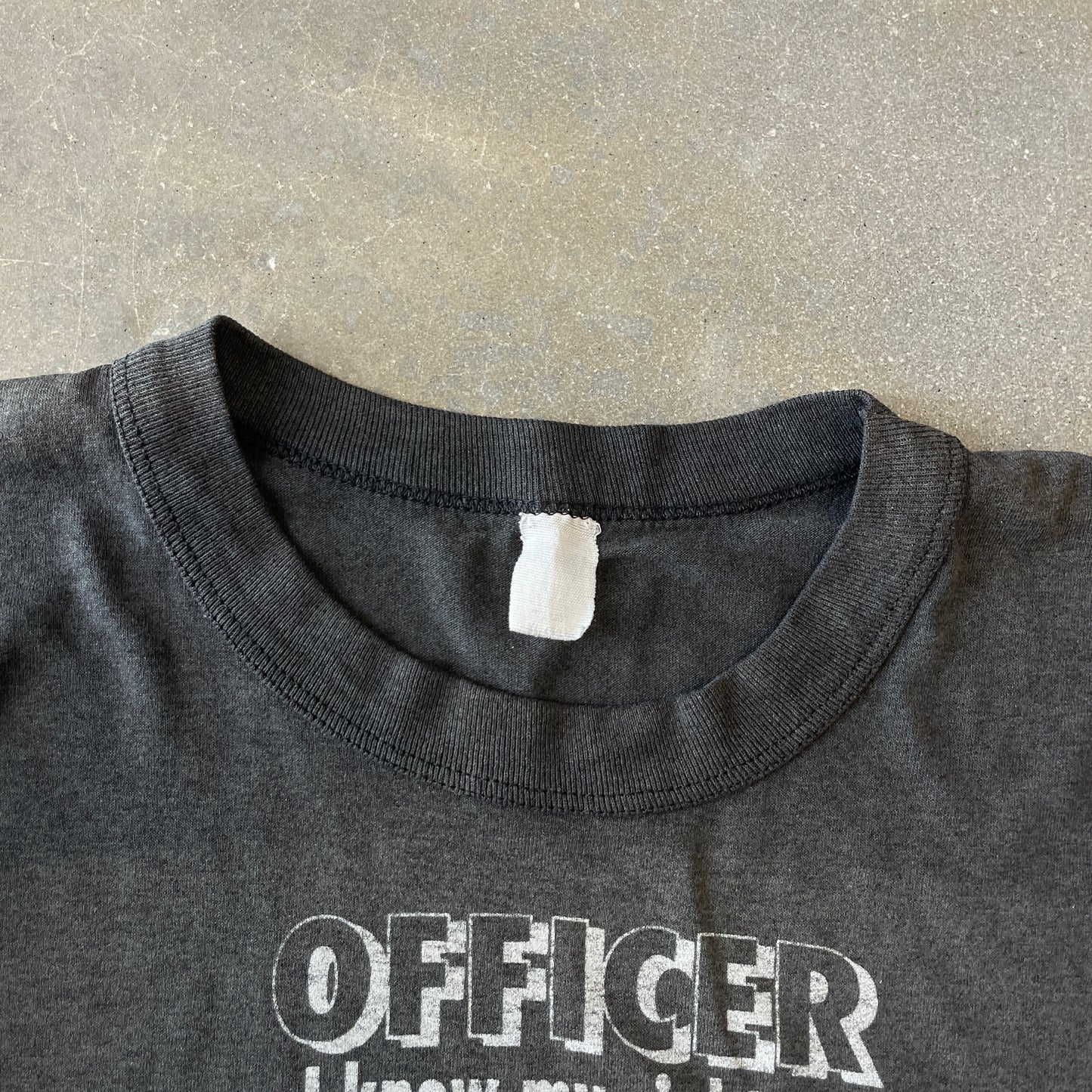 1990s Faded "Officer I Know My Rights..." Text T-Shirt [L/XL]