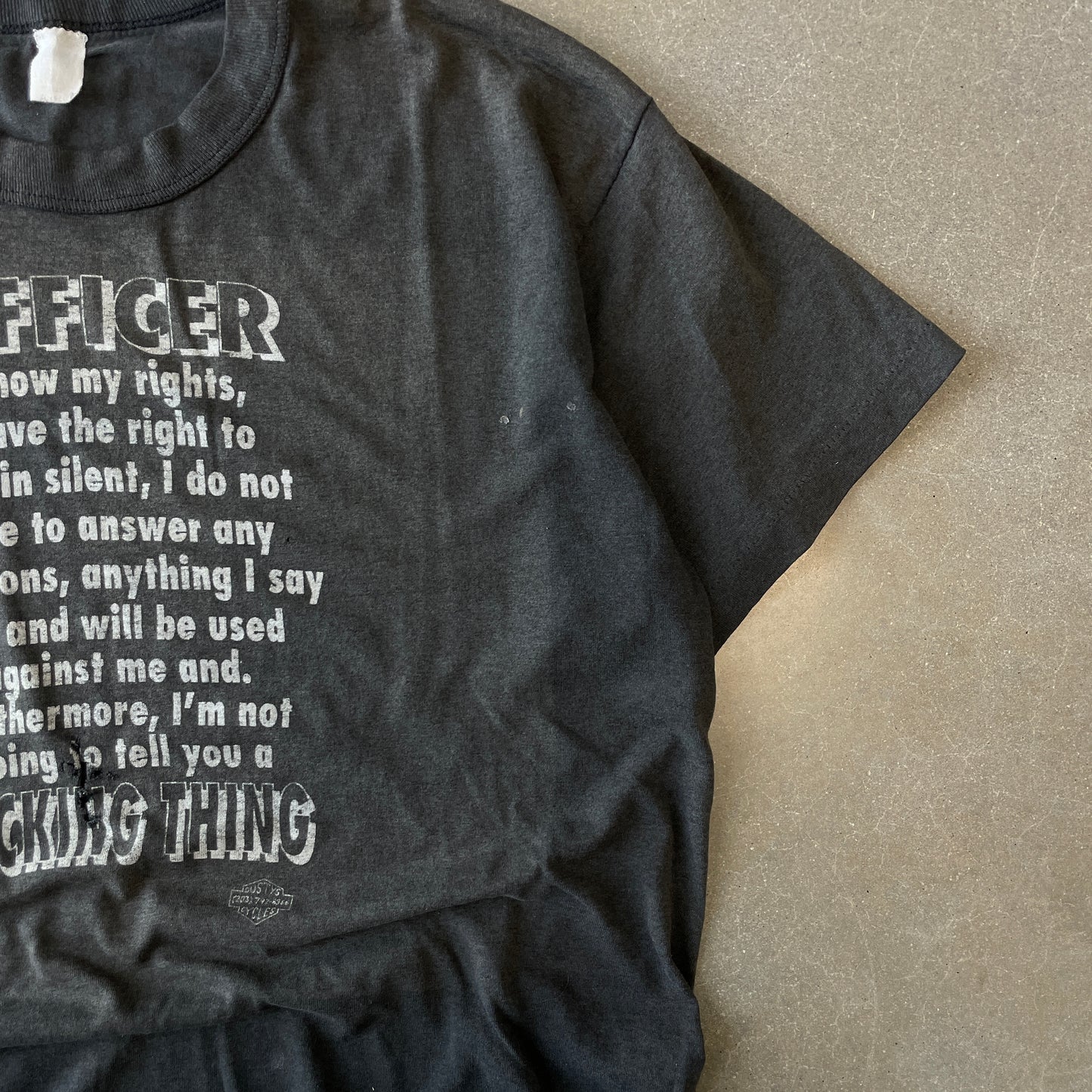 1990s Faded "Officer I Know My Rights..." Text T-Shirt [L/XL]