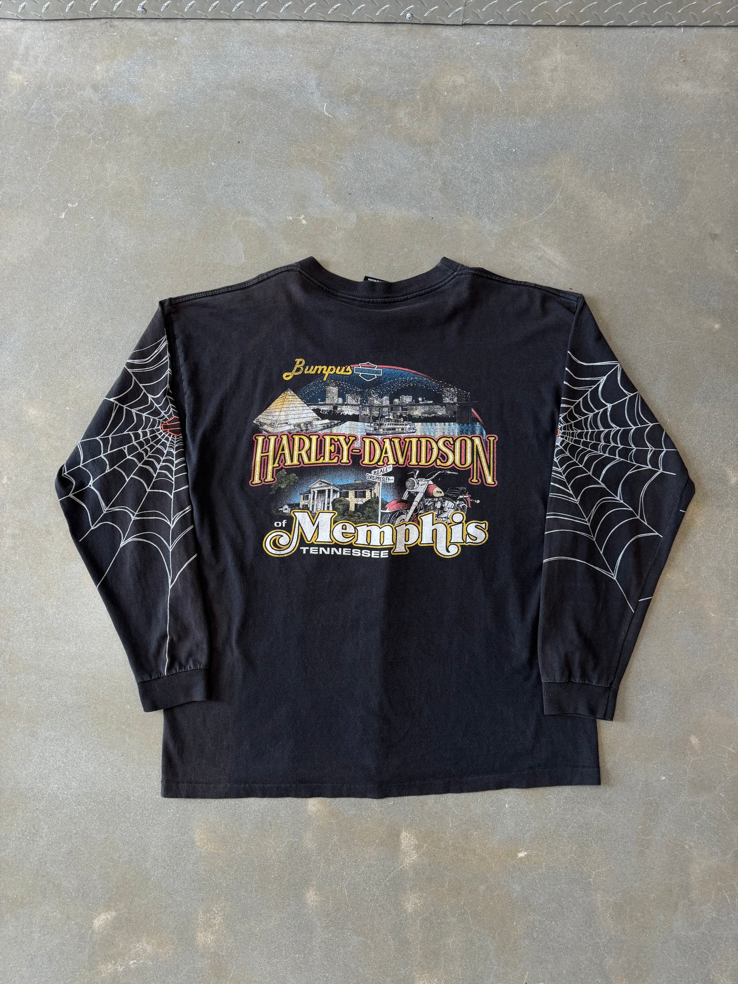 Vintage Y2K Harley Davidson Spiderweb Longsleeve Shirt [XL]