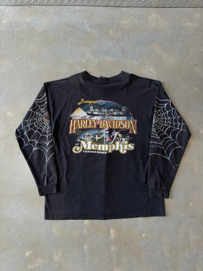 Vintage Y2K Harley Davidson Spiderweb Longsleeve Shirt [XL]