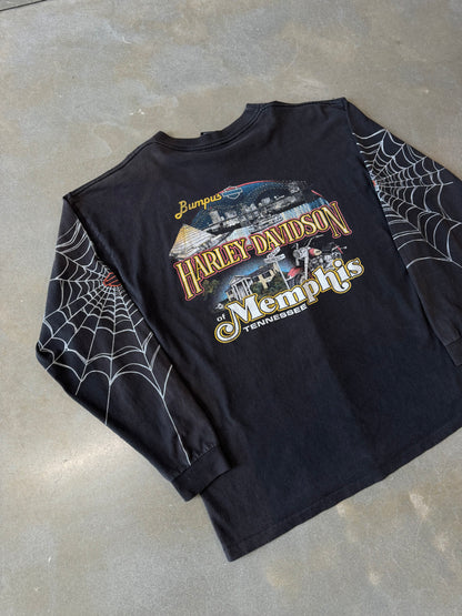 Vintage Y2K Harley Davidson Spiderweb Longsleeve Shirt [XL]