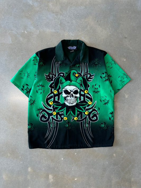 Vintage Y2K Skull AOP Button-Up Shirt [M]