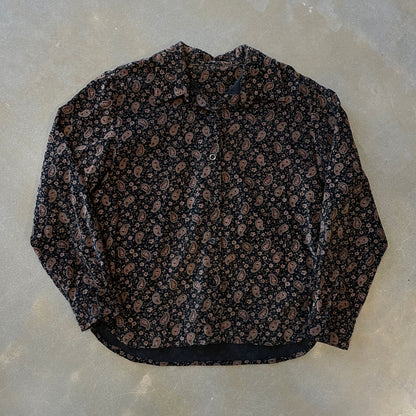 1980s Paisley AOP Cropped Button-Up Shirt [M]