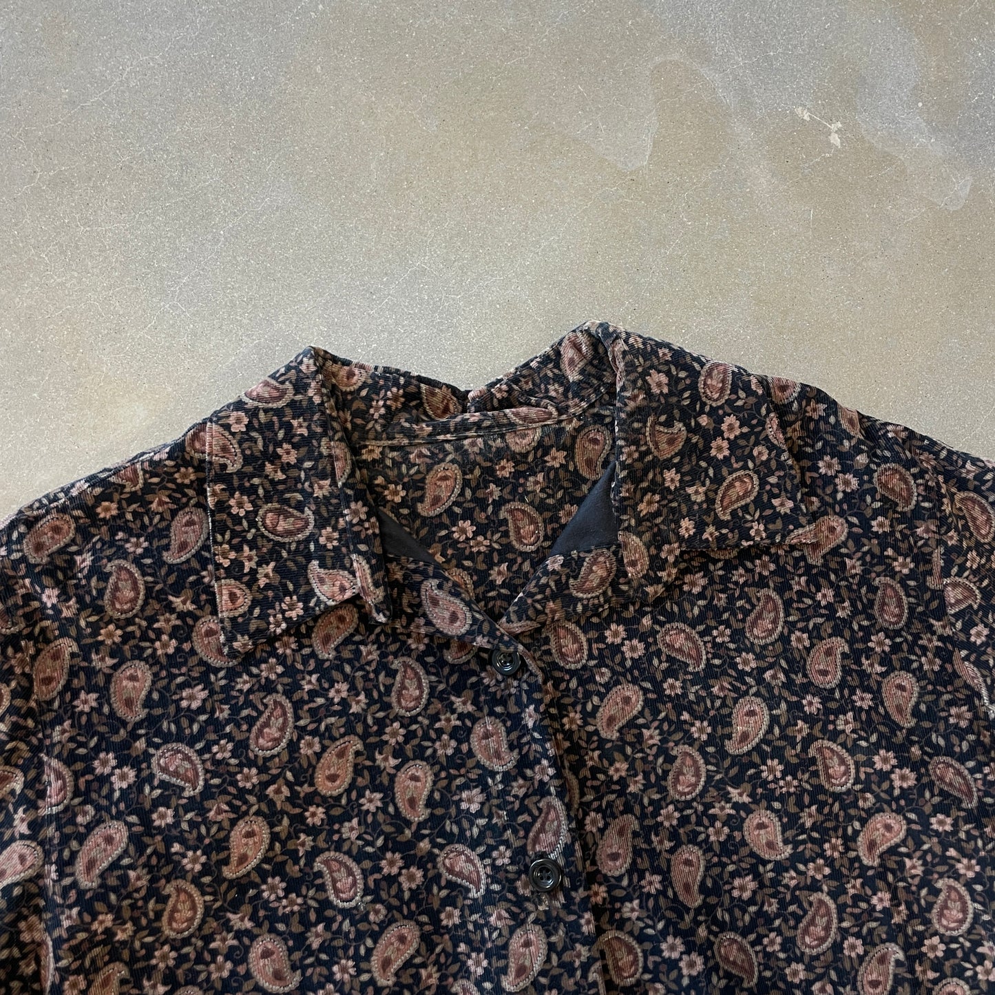 1980s Paisley AOP Cropped Button-Up Shirt [M]