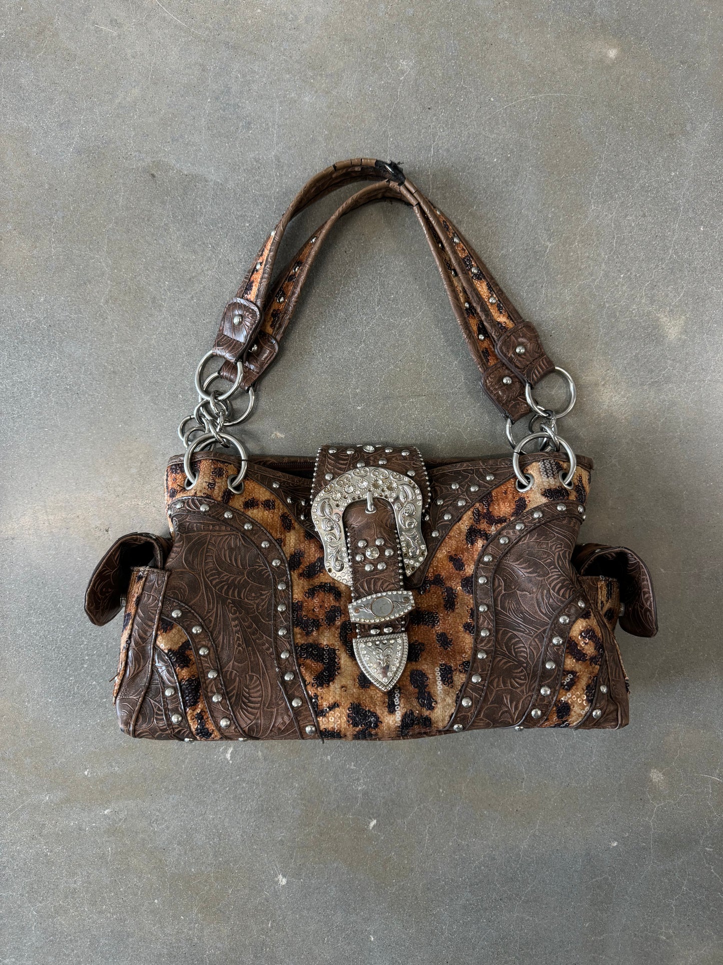 Vintage Y2K Bedazzled Leopard Print Purse [OS]