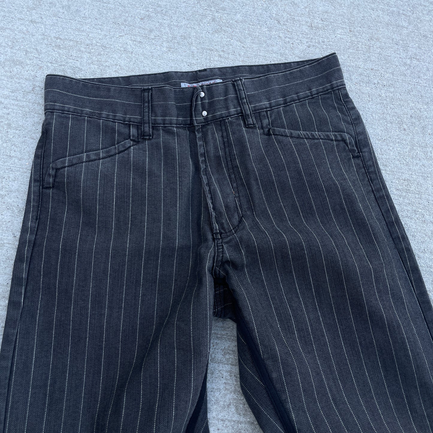 1990s Grey Striped Flare Denim [30x33]