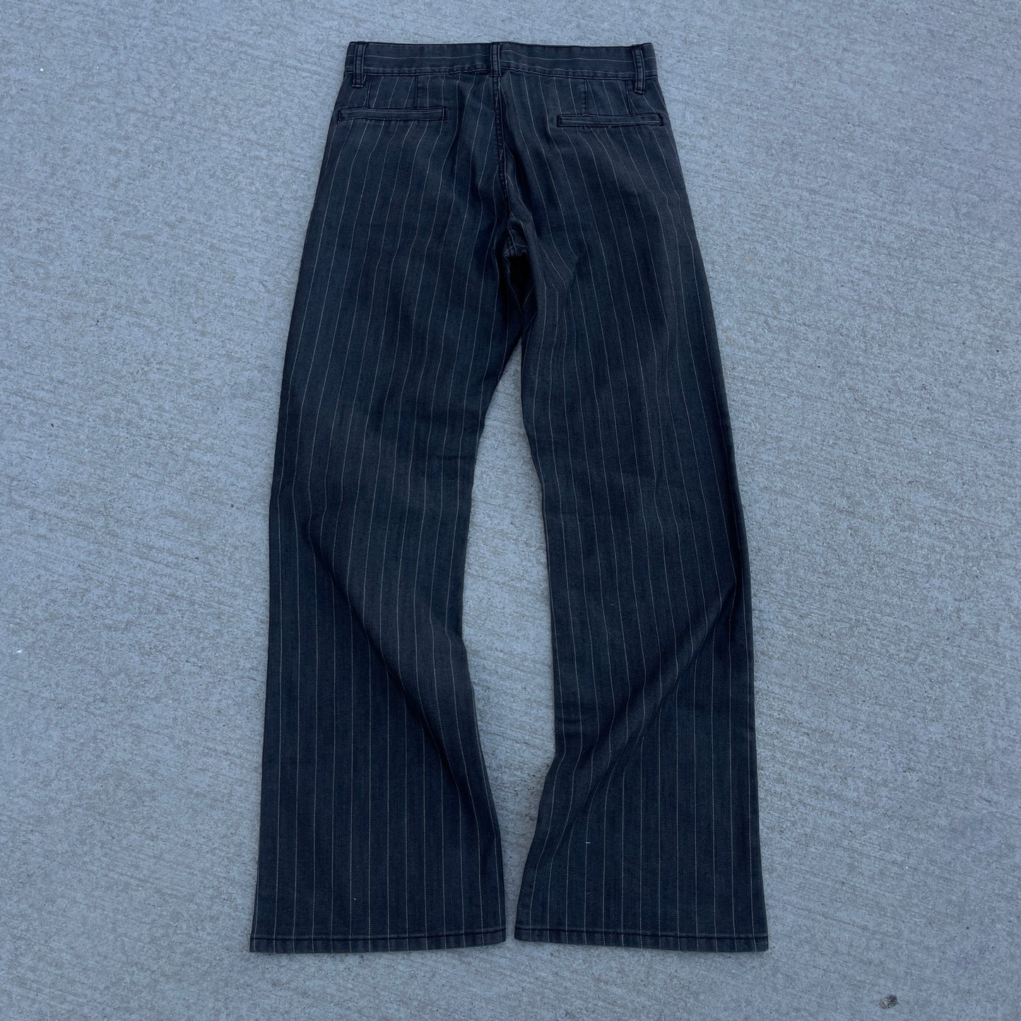 1990s Grey Striped Flare Denim [30x33]