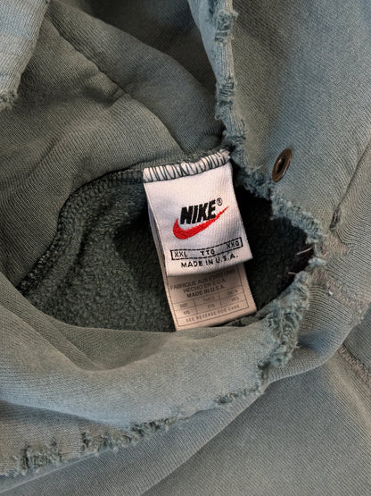 Vintage Y2K Thrashed Sage Green Nike Check Hoodie [XXL]