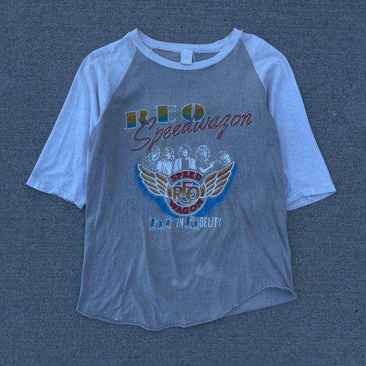 1980s Faded REO Speedwagon Infidelity Raglan Shirt [M/L]