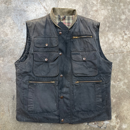 1990s Waxed Denim Heavy Cargo Vest