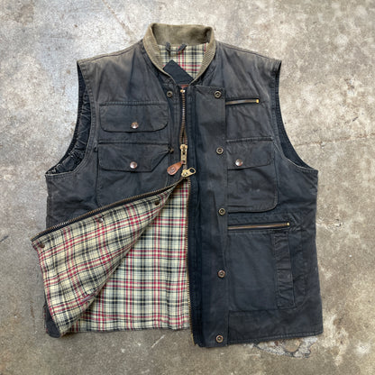 1990s Waxed Denim Heavy Cargo Vest